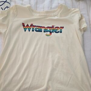 Wrangler Cream Tee with Multicolor Logo